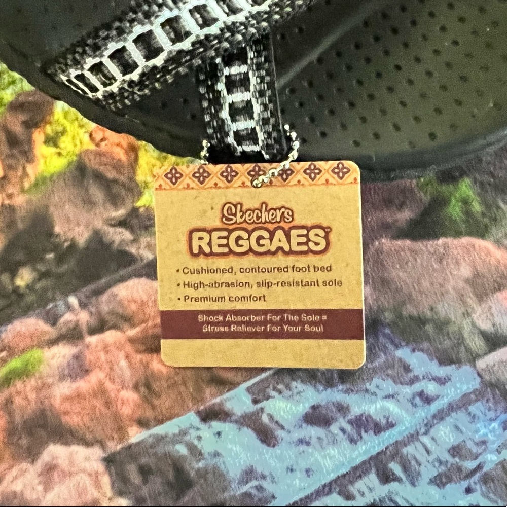 NIB Skechers Reggae “Kooky” Sandals Black Gray White, Size 10, Brand New w/ Tags - Picture 8 of 9